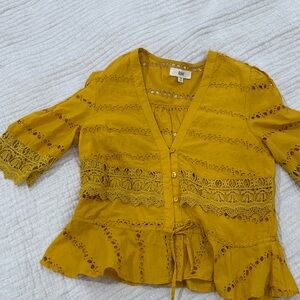 Chic Mustard Lace Blouse